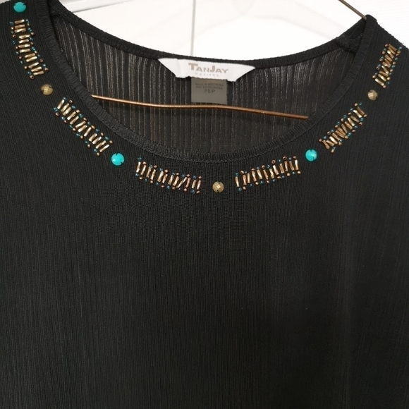 Black Tanjay top with design beading - Picture 4 of 9